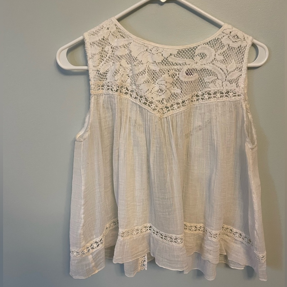 Free People White Lace Open-Back Tank Top Size Small - Picture 4 of 9